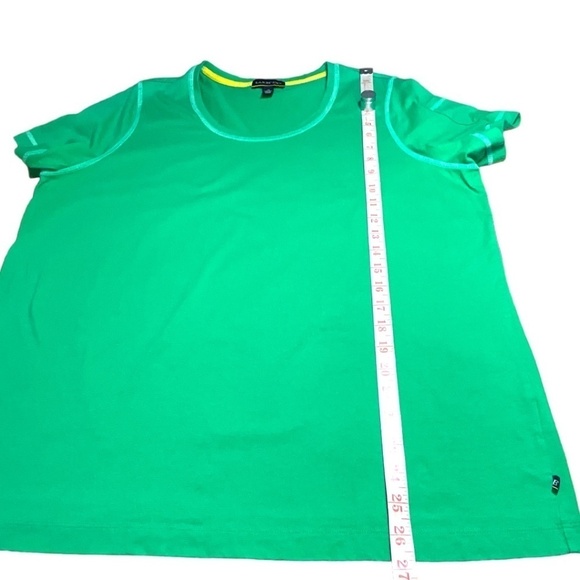 LANDS END Cotton / Poly blend Short Sleeve Green Tee Contrast Stitching US Sz 1X - Picture 6 of 9